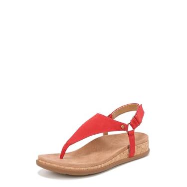 Imagem de Vionic Sandália feminina Copal Kirra moderna com tiras rasteiras - sandálias confortáveis femininas que incluem uma palmilha ortopédica oculta tamanhos 5-12, Camurça vermelha, 7.5 Wide