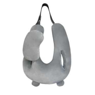 Imagem de Travesseiro de viagem infantil em forma de U com design fofo, acolchoamento grosso, recortes de pulso e suporte de cabeça bônus para dormir confortavelmente no carro - ideal para crianças pequenas e