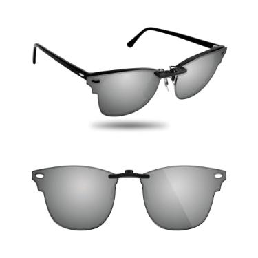 Imagem de Fiskr Óculos de sol clip-on polarizados para Ray-Ban RB3016 51 * 21- Proteção UV - Ajuste universal para homens e mulheres, Prata metálica., 51*21mm