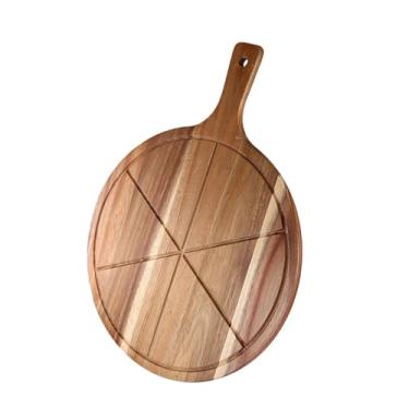 Imagem de ＫＬＫＣＭＳ Tábua de pizza, descascador de pizza, talheres, prato de jantar, servidor, tábua de corte redonda com alça para pão, charcutaria, assados, vegetais