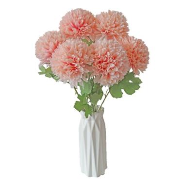 Imagem de NMAIYA Bolas de crisântemo rosa, 6 peças, flores artificiais de crisântemo com hastes e flores falsas a granel para arranjos de centros de mesa
