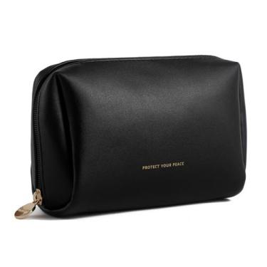 Imagem de Bolsa de maquiagem de viagem Aveniee Small Vegan Leather Black