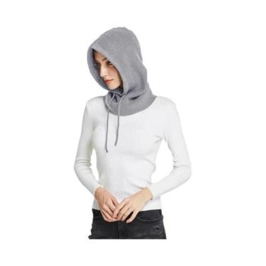 Imagem de Gorro De Inverno Feminino Quente De Cashmere Tricotado Com Capuz E Cob