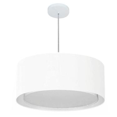 Imagem de Lustre Pendente Cilíndrico Duplo Vivare Md-4294 Cúpula Em Tecido 50x25cm - Bivolt Branc...