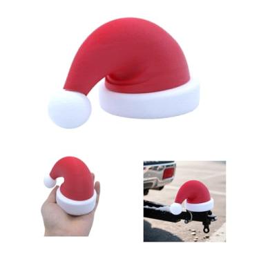 Imagem de Chapéu de Natal para decoração de acoplamento de tampa de reboque, impressão 3D, compatível com bola de 50 mm/1,97 pol