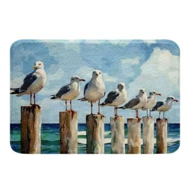 Imagem de Feelyou Tapetes de banho de pássaros marinhos costeiros para banheira de chuveiro 51 x 81 cm, tapetes de banheiro gaivota, para meninos, meninas, oceano, mar, marinho, para banheiro, acessórios