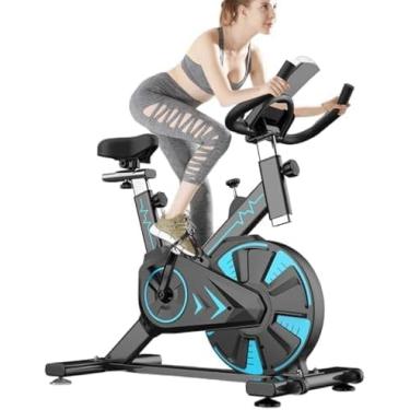 Imagem de LYMCY Bicicleta ergométrica para uso em casa na academia com visor LCD e suporte para tablet, bicicleta de ciclismo interna super silenciosa, resistente magnética, bicicleta estacionária profissional