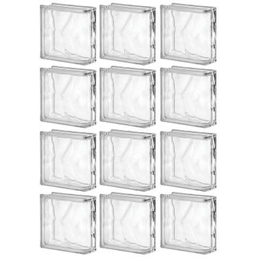 Imagem de Kit 12 Bloco De Vidro 1 Lado Acabamento 19X19X8 Tradestar