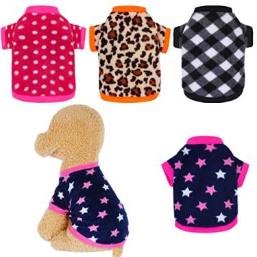 Imagem de Rbenxia 4 peças de suéteres de lã para cachorro suéter quente moletom para cachorro de lã macia pijama para cachorro roupas de cachorro roupas de inverno para cães para cachorro pequeno cão gato animais de estimação (médio)