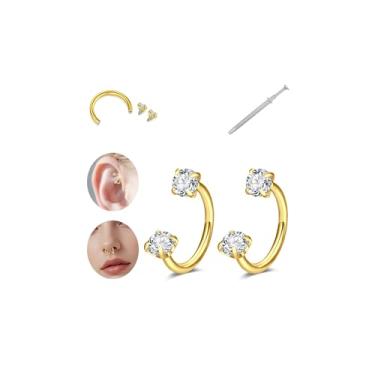 Imagem de Zolure Anéis de nariz em ferradura de 18 g, argolas de nariz para mulheres, meia argola, argolas, sapato de cavalo, anéis labiais Daith Tragus Helix piercing joias anel de septo 8 mm, Aço inoxidável