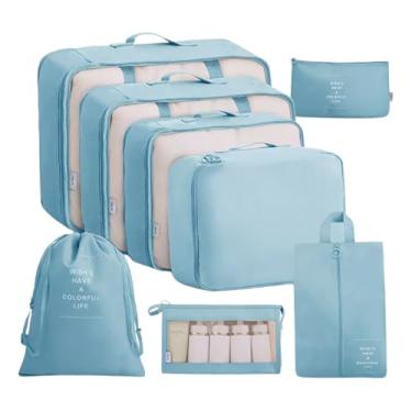 Imagem de Kit Organizador de Malas, Kit 7 peças + 1, Necessarie, Organizador De Malas, Viagem, Prático Moderno E Eficiente, Roupa, Sapatos, (Verde)