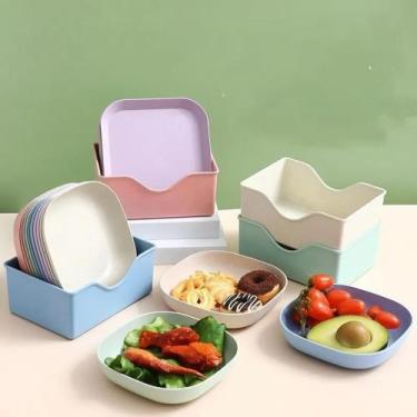 Imagem de Kit 10 Pratos Coloridos Para Servir + Base Organizador F1366 - B-MAX