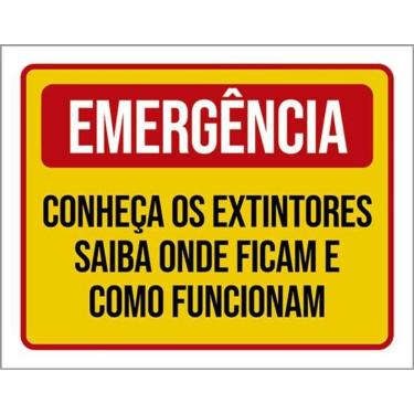Imagem de Kit 3 Placas Emergência Conheça Extintores Onde Ficam
