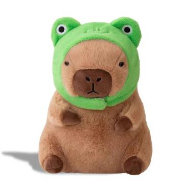 Imagem de Bicho de pelúcia Capivara Actrick Cute com chapéu de sapo de 30 cm - A