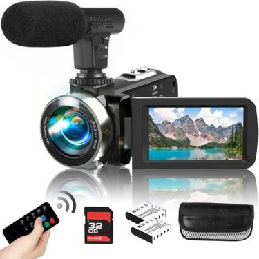 Imagem de Câmera de vídeo Camcorder Rawiemy HD 2.7K com microfone 32GB