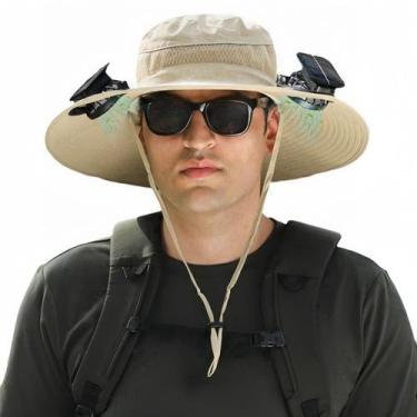 Imagem de Chapéu de pesca com ventilador solar de aba larga para homens Alpha (E