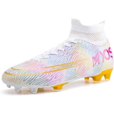 Imagem de Tênis de futebol masculinos de futebol com pontas longas, couro e borr