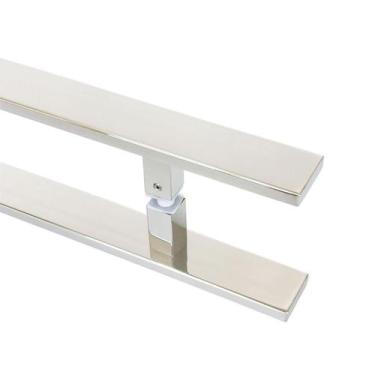 Imagem de Puxador Inox Porta Pivotante Madeira Vidro 80cm - Decorplace