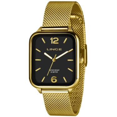 Imagem de Relógio Lince Masculino Ref: Mqgh213l34 P2kx Retangular Mesh Dourado