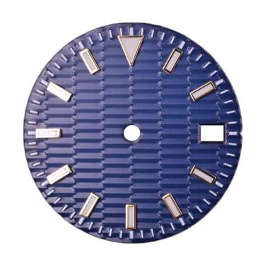 Imagem de OUFEIJIA NH35 Mostrador de relógio 29 mm azul dourado branco, substituição para NH36 Movement Watch Making Kit, Azul, 29mm