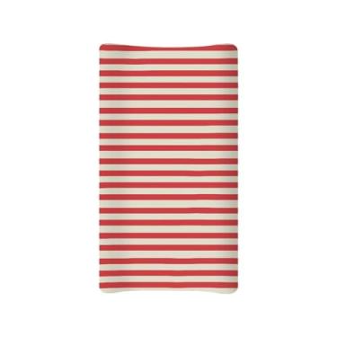 Imagem de HUISEFOR Capa para trocador de fraldas de bebê com listras vermelhas para bebê, lençol de colchão macio, decoração de Natal para berçário
