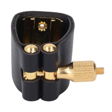 Imagem de Mingzhe Sax Bocal de Couro Ligadura Prendedor Protetor Compacto para Saxofone Alto Preto