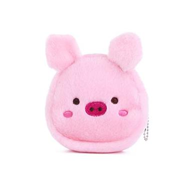 Imagem de Bolsa de dinheiro coreana com desenho animado fofo com zíper, porta-cartões multifuncional de pelúcia galinha porco, rosa, Bolsa para moedas