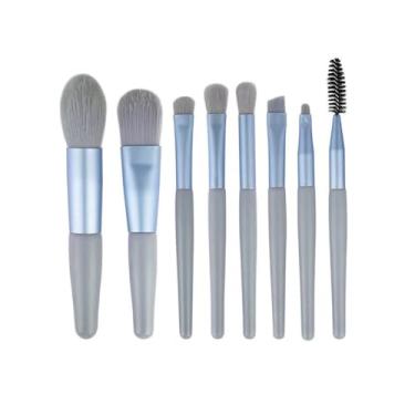 Imagem de Conjunto de 8 pincéis de maquiagem para viagem, mini pincéis de maquiagem para rosto, base, blush, sombra para os olhos