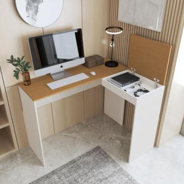 Imagem de Escrivaninha em L com Nicho Organizador para Home Office, Mesa Escritó