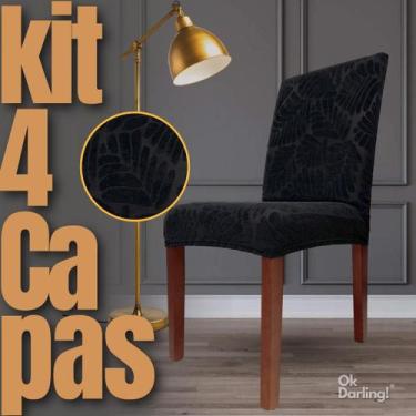 Imagem de Kit 4 Capas de Cadeira Linha Premium Cancún - Preto - OK Darling