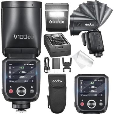 Imagem de GODOX Flash GODOX V100 F para Fuji – Controle de tela sensível ao toque 100W TTL Flash da câmera 【GODOX V1 para Fujifilm】 Atualizado 70 flashes consecutivos de potência total flash da câmera (V100
