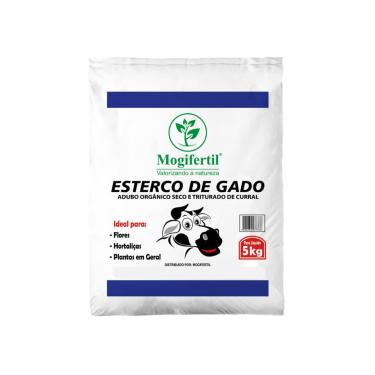 Imagem de 5Kg Esterco Bovino/Gado Adubo Curral Orgânico Seco Mogifertil