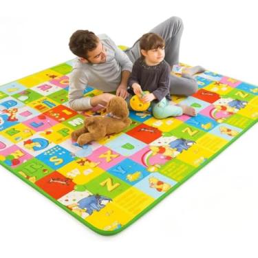 Imagem de Tapete de Atividades Infantil Gigante 1,80 x 1,20m - Portátil, Impermeável e Antiderrapante com Proteção Térmica para Bebê