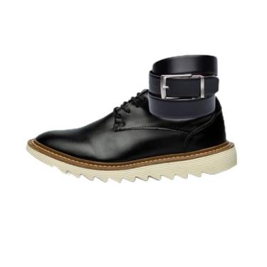 Imagem de ThézB Sapato Social Oxford Masculino em, Sola Tratorada, Estilo Brogue com Cinto, Marrom, Elegante para Ocasiões Formais (Preto Off, BR, Adulto, Numérico, 43)