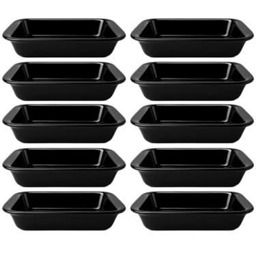 Imagem de Kit 10 Travessa Refratária Cerâmica Retangular Assadeira para Servir Multiuso Forno, Micro-ondas, Restaurantes Self Service (Preto, 1150ml)