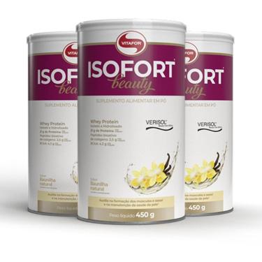 Imagem de Kit 3 Whey Protein Isolado Isofort Beauty 450G Baunilha