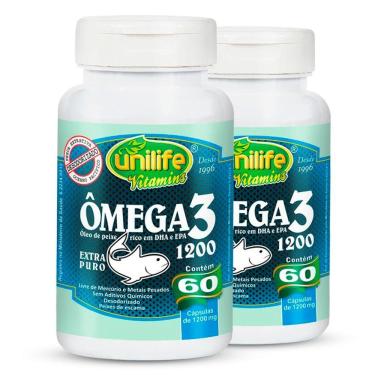 Imagem de Kit 2 ômega 3 óleo De Peixe 1200mg 60 Cápsulas Unilife