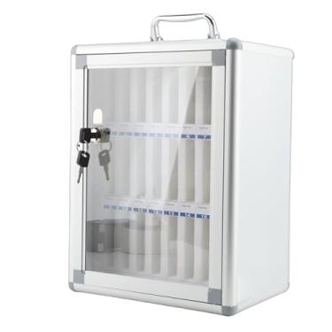 Imagem de Luocute Gabinete de Armazenamento de Telefone Celular, Design Particionado Em Camadas de Liga de Alumínio Com Compartimentos Numerados e Gancho de Montagem na Parede, para Exame Escolar de (24