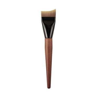 Imagem de Pincel de Base Fish Tail Foundation Brush Líquido Blade Liquid Ultra-Fino Ferramentas Beleza Sem Pó Lã Macia Adequado à Pele Boca Tubo Metal Cabo Madeira Grip Confortável Obliquo Ajusta-se ao Rosto Fa