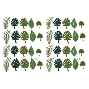 Imagem de Folhas de palmeira tropical Banner vibrante decoração de festa havaiana guirlanda para janela de parede mesa porta árvore pano de feltro material 2 conjuntos 40 peças folhas