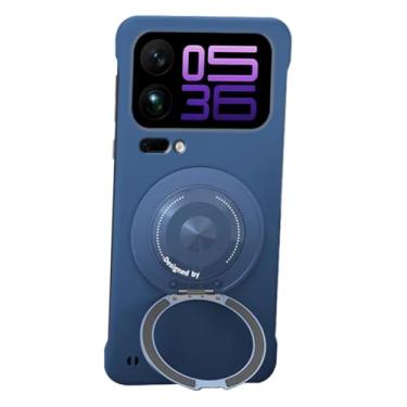 Imagem de FWYANZH Capa para Xiaomi 17 Pro Max/17 Pro/17, suporte de anel magnético, capa protetora para celular, ultrafina, sem moldura, à prova de choque, azul, 17