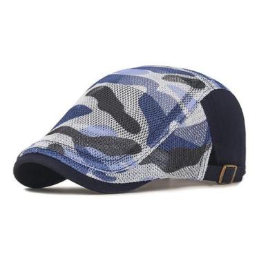 Imagem de Boné plano, camo mesh para homens, chapéu Gatsby Newsboy, poliéster - 