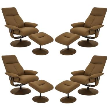 Imagem de Kit 4 Poltronas de Massagem Arizona Giratória com Apoio de PÃ:copyright:s e Reclinável PU Caramelo G56 - Gran Belo