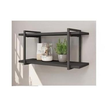 Imagem de Prateleira Industrial em MDF com Suporte de Ferro – Alta Resistência e Estilo Moderno para Organização (PAR-35x25/ 2prat 70cm-PRETO)