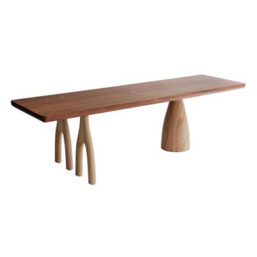 Imagem de Mesa para sentar e levantar Mesa de escritório em madeira maciça, mesa jantar espaçosa e resistente, conferência com pernas artísticas(S)