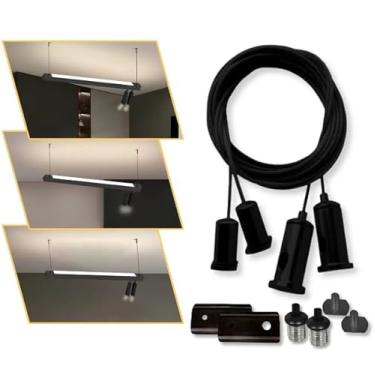 Imagem de Kit Suspensão Para Perfil De Led Pendente Cabo De Aço 2m Preto