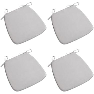 Imagem de Linen Dining 4 peças almofadas de cadeira, cozinha em forma de cavalo 15,8 x 41,9 cm (40 x 42 cm) cinza bege, antiderrapante removível lavável, ideal para cadeiras de madeira rústica