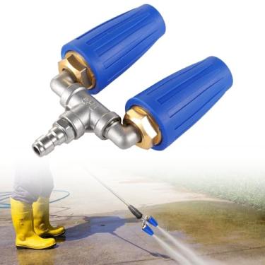 Imagem de Bocal turbo duplo de 4000 Psi com pontas giratórias de 360°, orifício 2.0 resistente à ferrugem, encaixe de conexão rápida 1/4, 4-6 Gpm, para uso em carro e jardim