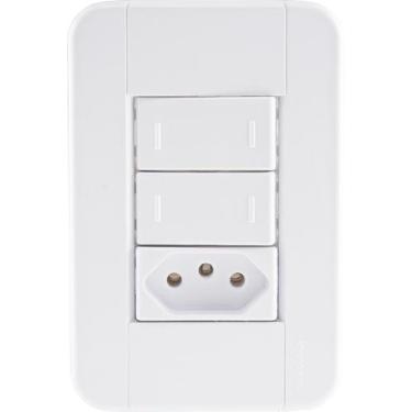 Imagem de Conjunto 4x2 com 2 Interruptores Paralelos 10 A 250 V e 1 Tomada 2P+T 