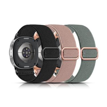 Imagem de Lerobo Pulseiras elásticas compatíveis com Samsung Galaxy Watch 8 de 40 mm e 44 mm/para Galaxy Watch 8 Classic de 46 mm, pacote com 3 pulseiras esportivas de nylon ajustáveis de 20 mm para homens e